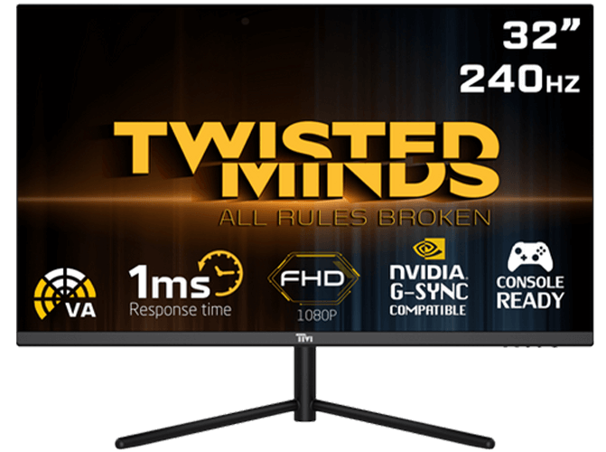 Twisted Minds 32 ,FHD ,240HZ ,VA, 1ms/HDR HDMI2.1 Gaming Monitor TM32FHD240VA