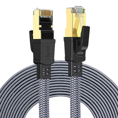 Twisted Minds Flat Braided Network Cable ,Transmission Rate 40GBPS / 2000MHZ ,20M - TM-CAT8-20M