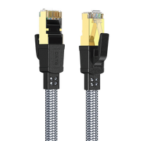 Twisted Minds Flat Braided Network Cable ,Transmission Rate 40GBPS / 2000MHZ ,20M - TM-CAT8-20M