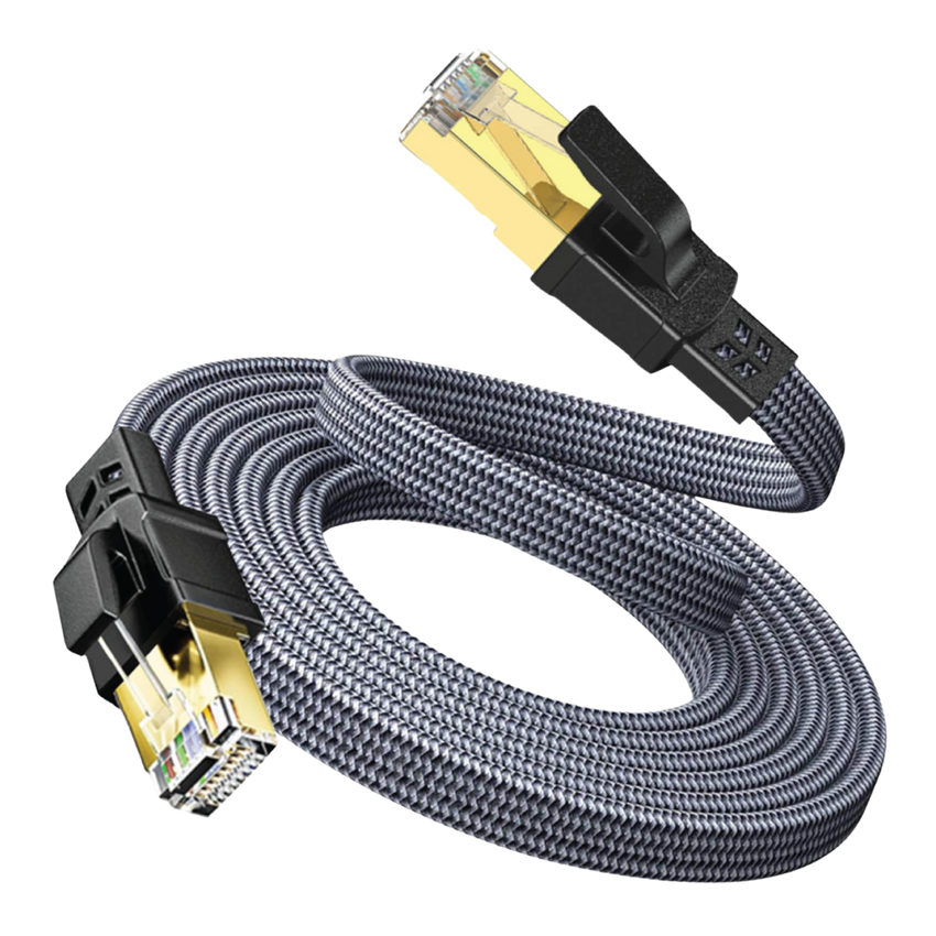 Twisted Minds Flat Braided Network Cable ,Transmission Rate 40GBPS / 2000MHZ , 10M - TM-CAT8-10M