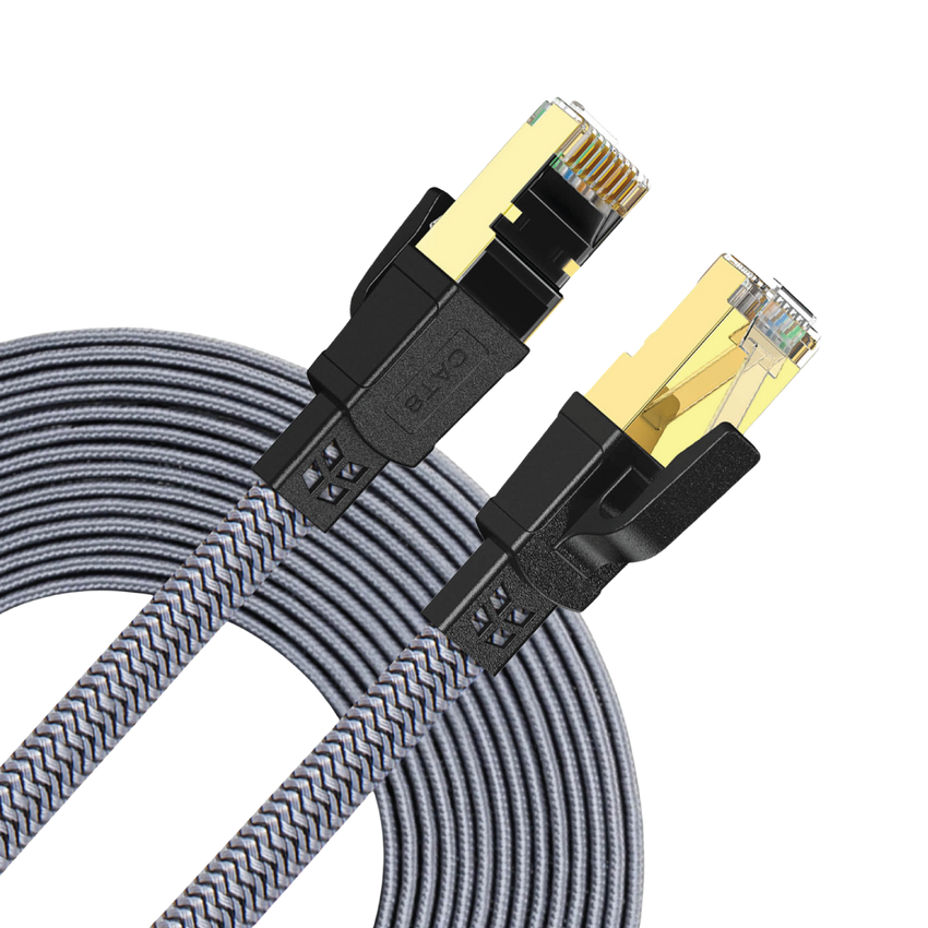 Twisted Minds Flat Braided Network Cable ,Transmission Rate 40GBPS / 2000MHZ , 10M - TM-CAT8-10M