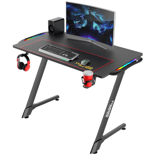 Twisted Minds Z Shaped Gaming Desk Carbon fiber texture - TM-Z-1060-RGB