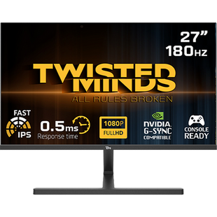 Twisted Minds Blaze Series Flat 27" FHD, 180HZ, 0.5 MS, Fast IPS, HDMI 2.1 Gaming Monitor - Black - TM27FHD180IPS