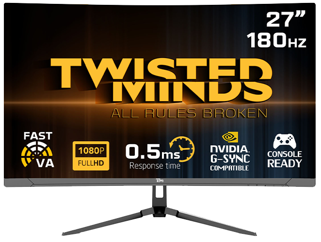 Twisted Minds 27'‘, curve, FHD 180Hz, VA, 1ms, HDMI2.0, HDR Gaming Monitor TM27FHD180VA
