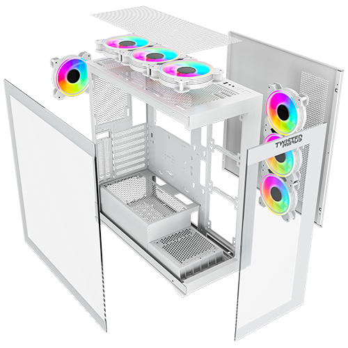 Twisted Minds Quantum Mid Tempered Glass Mid Tower Gaming Case - White - TM-TM-290XL-9-W