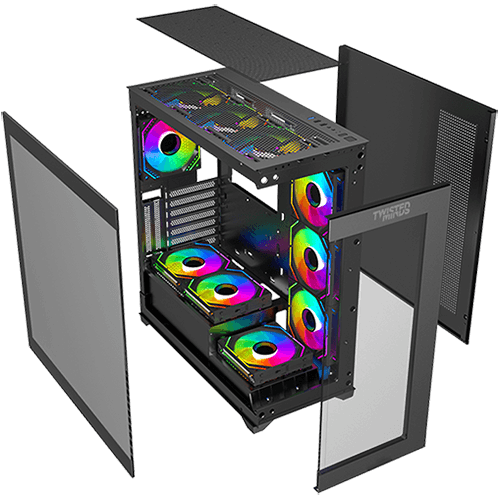 Twisted Minds Quantum Mid Tempered Glass Mid Tower Gaming Case - Black - TM-290XL-9B
