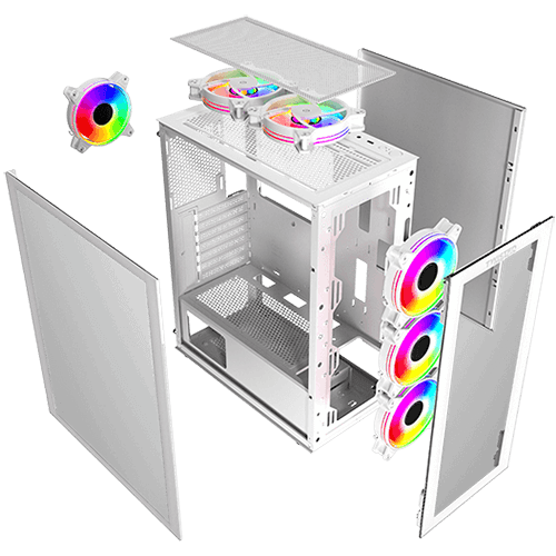 Twisted Minds Manic Shooter-03 Tempered Glass Mid Tower Gaming Case - TM-350-18-W