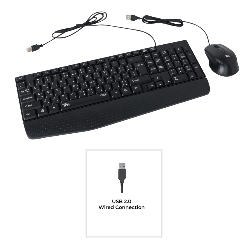 Twisted Minds K12 Kavara Series 2in1 Combo Wired Mode Lightweight - Black - (English / Arabic) Layout