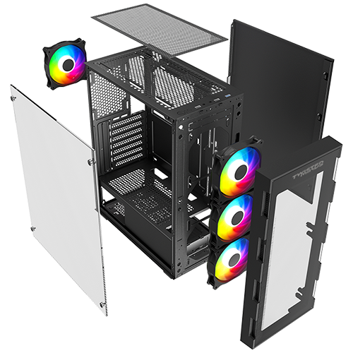 Twisted Minds Titan Glass Mid Tower Gaming Case - Black  TM-GM-III-B
