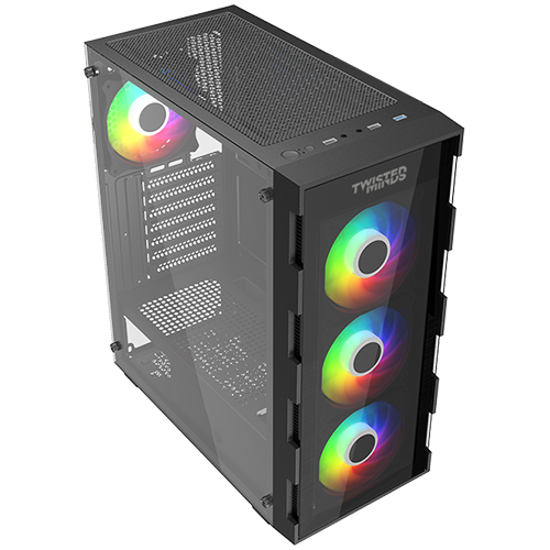 Twisted Minds Titan Glass Mid Tower Gaming Case - Black  TM-GM-III-B