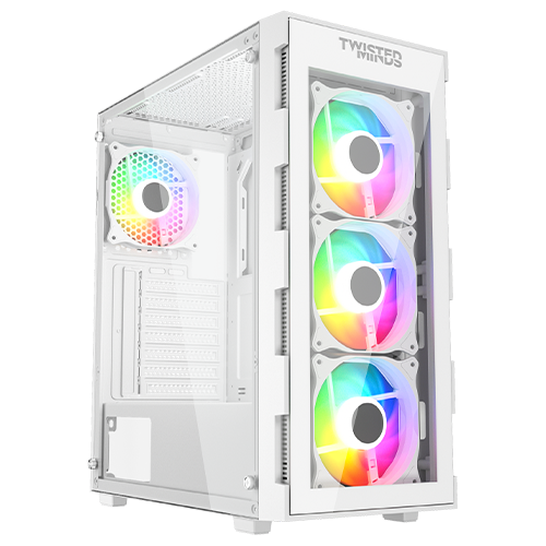 Twisted Minds Titan Glass Mid Tower Gaming Case - White - TM-GM-III-W