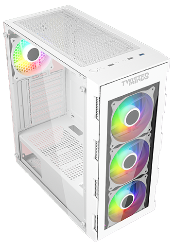 Twisted Minds Titan Glass Mid Tower Gaming Case - White  TM-GM-III-W