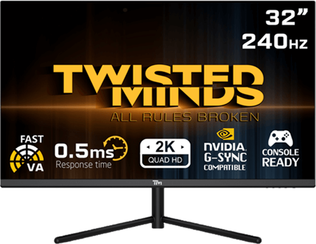 Twisted Minds 32 ,QHD ,240Hz ,VA ,0.5ms ,HDR ,HDMI2.1 Gaming Monitor - TM32QHD240VA