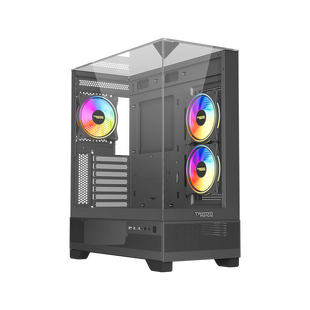 Twisted Minds Dark Pulse Tempered Glass Mid Tower Gaming Case - Black - TM-XL290-B