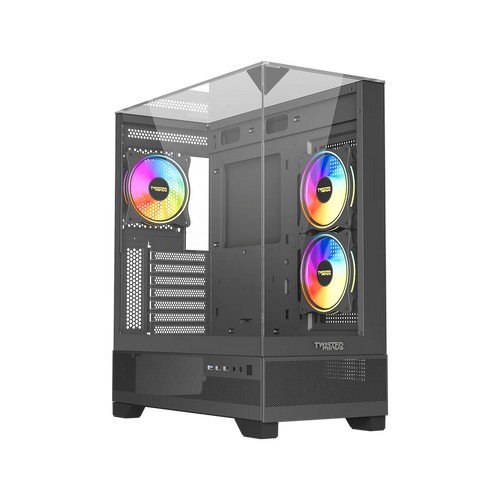 Twisted Minds Dark Pulse Tempered Glass Mid Tower Gaming Case - Black - TM-XL290-B