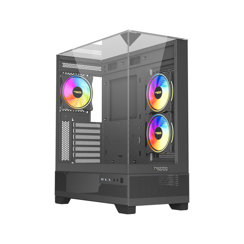 Twisted Minds Dark Pulse Tempered Glass Mid Tower Gaming Case - Black - TM-XL290-B