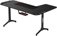 Twisted Minds WARRIOR L Shaped Gaming Desk RGB Left Black - TM-Y-LB-RGB