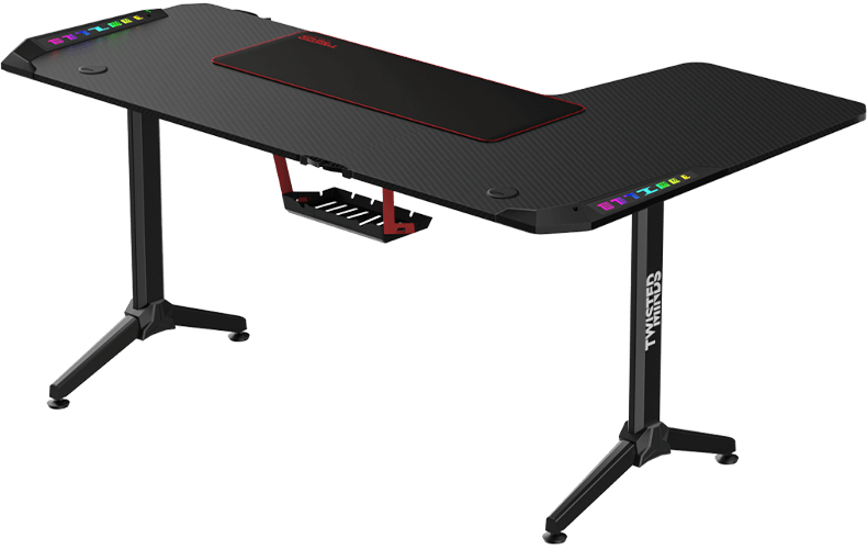 Twisted Minds WARRIOR L Shaped Gaming Desk RGB Left Black - TM-Y-LB-RGB
