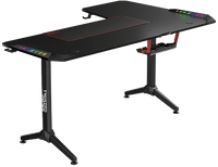 Twisted Minds WARRIOR L Shaped Gaming Desk RGB Left Black - TM-Y-LB-RGB
