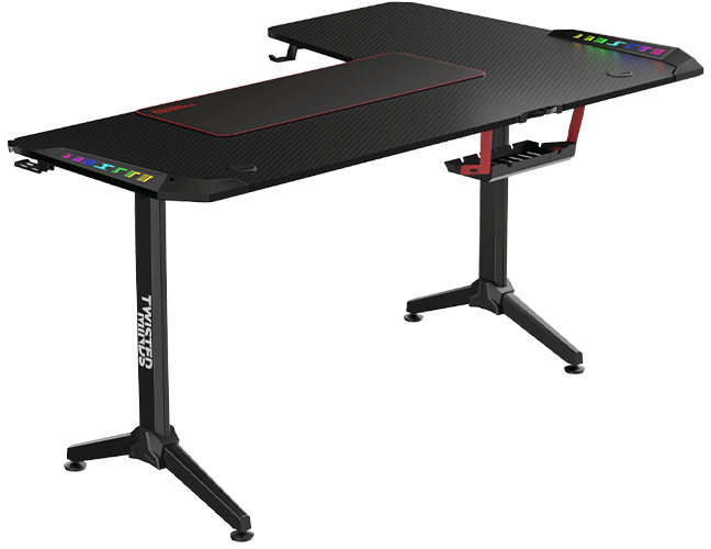 Twisted Minds WARRIOR L Shaped Gaming Desk RGB Left Black - TM-Y-LB-RGB