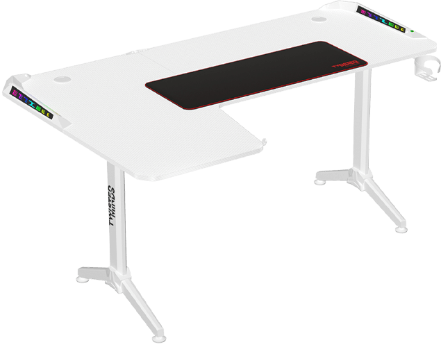 Twisted Minds WARRIOR L Shaped Gaming Desk RGB Left White - TM-Y-LW-RGB
