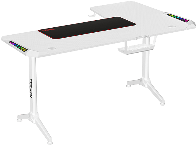 Twisted Minds WARRIOR L Shaped Gaming Desk RGB Left White - TM-Y-LW-RGB