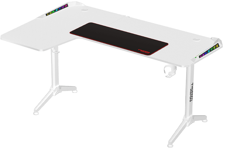 Twisted Minds WARRIOR L Shaped Gaming Desk RGB Left White - TM-Y-LW-RGB