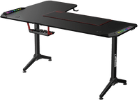 Twisted Minds WARRIOR L Shaped Gaming Desk RGB Right Black - TM-Y-RB-RGB