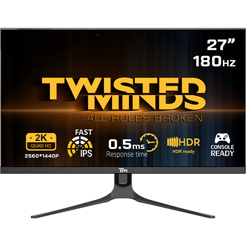 Twisted Minds Blaze Series Flat 27" QHD, 180HZ, 0.5MS, Fast IPS, HDMI 2.1 Gaming Monitor - TM27QHD180IPS