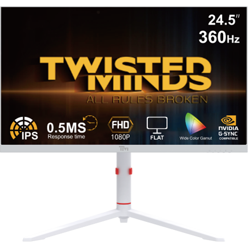 Twisted Minds Artic Pro Series 24" FHD Gaming Monitor - 360H - White - TMA24FHD360IPS