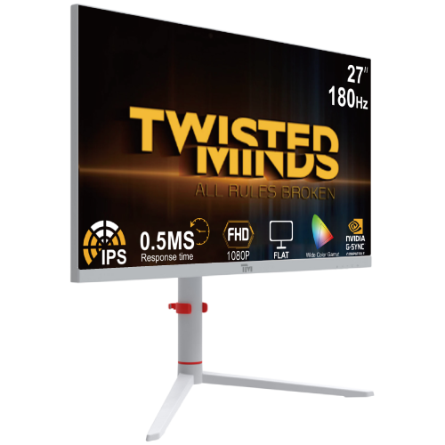 Twisted Minds Frost Series 27" FHD - 180HZ 0.5MS Fast IPS HDMI 2.1 Gaming Monitor - White