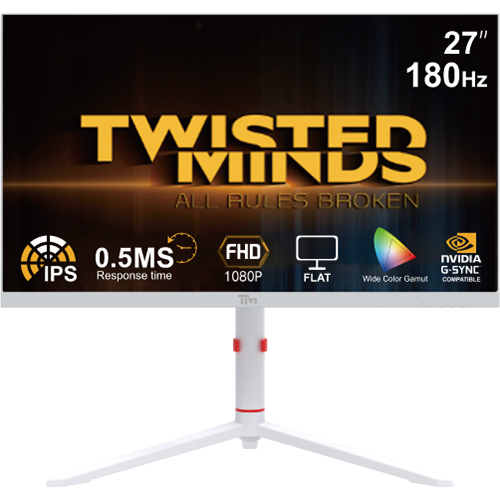 Twisted Minds Frost Series 27" FHD, 180HZ, 0.5MS, Fast IPS, HDMI 2.1 Gaming Monitor - White - TMA27FHD180IPS