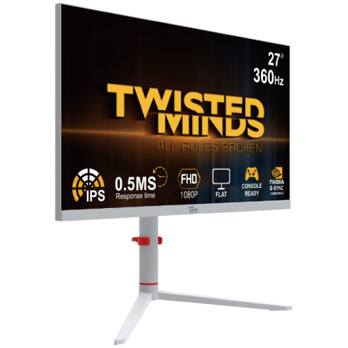 Twisted Minds Frost Series 27" FHD - 360HZ 0.5MS Fast IPS HDMI 2.1 Gaming Monitor - White