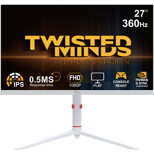 Twisted Minds Frost Series 27" FHD, 360HZ, 0.5MS, Fast IPS, HDMI 2.1 Gaming Monitor - White - TMA27FHD360IPS
