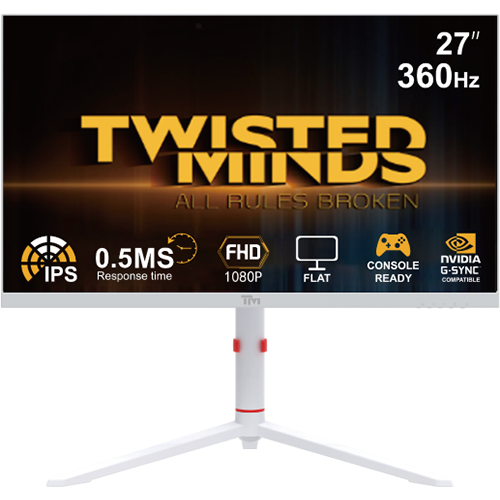 Twisted Minds Frost Series 27" FHD, 360HZ, 0.5MS, Fast IPS, HDMI 2.1 Gaming Monitor - White - TMA27FHD360IPS