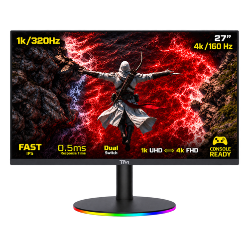 Twisted Minds Dual Switch Gaming Monitor TMDX27B 27" FHD, 160/320Hz, MPRT 0.5ms, HDMI 2.1, Fast IPS (Support PS5) - Black - TMDX27B