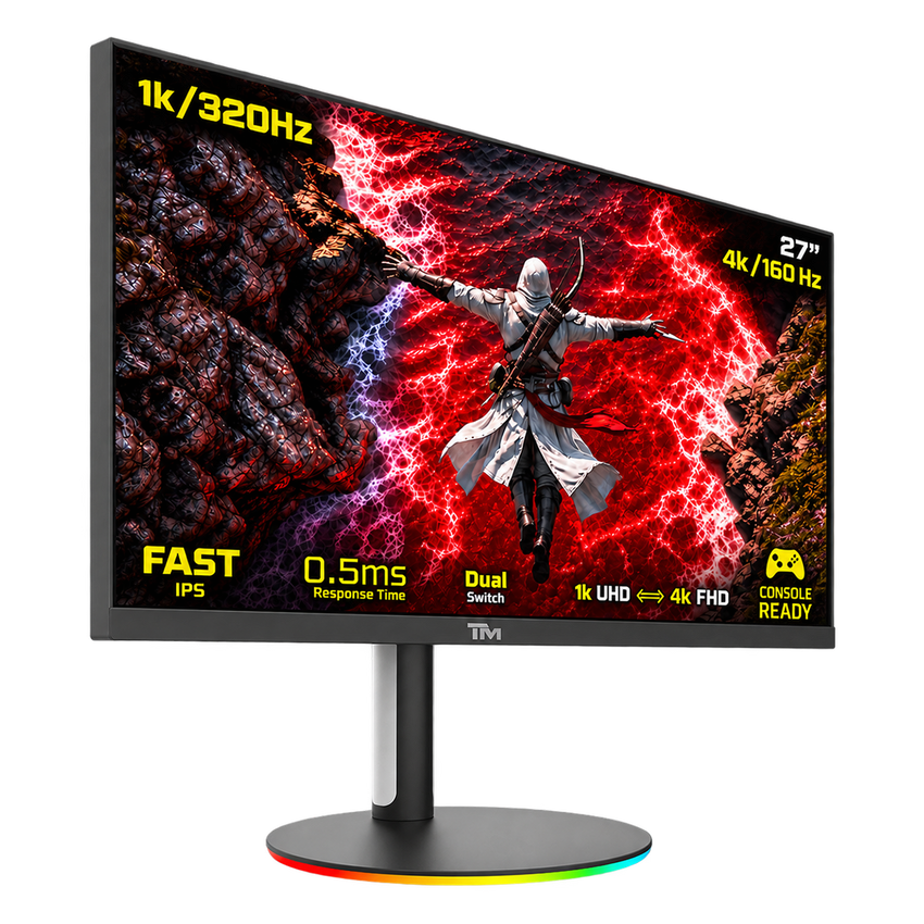 Twisted Minds Dual Switch Gaming Monitor TMDX27B 27" FHD, 160/320Hz, MPRT 0.5ms, HDMI 2.1, Fast IPS (Support PS5) - Black - TMDX27B